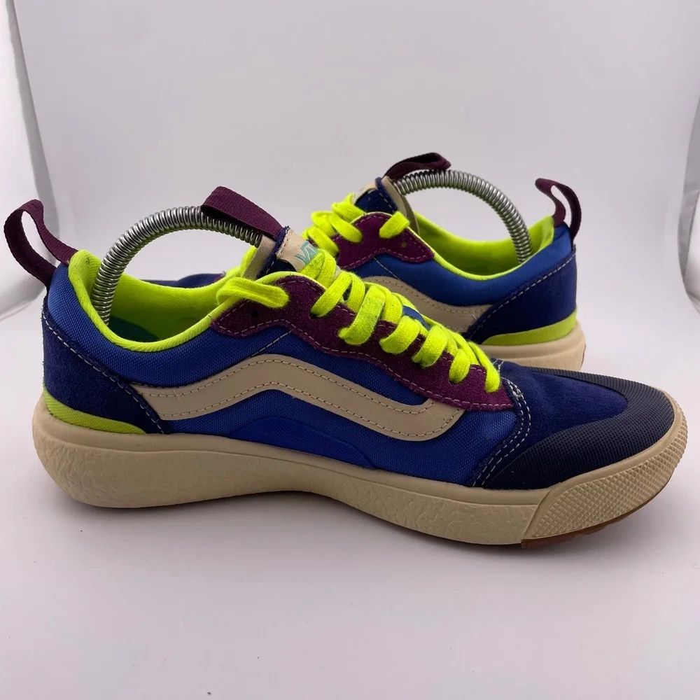 Vans Ultrarange Exo SE Shoes Blue Neon Yellow Purple Tan Suede‎ Men 6.5 Women 8